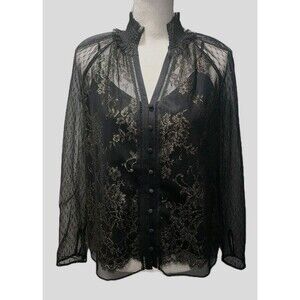 WHBM Black Sheer Lace Women's Blouse & Cami Top Sizes 6 EUC